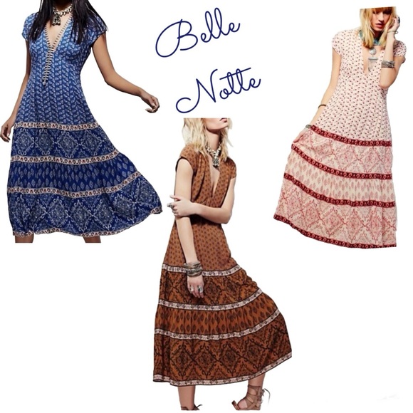 Free People Bella Notte Midi Dress Pink Combo Size 2 - Picture 9 of 9